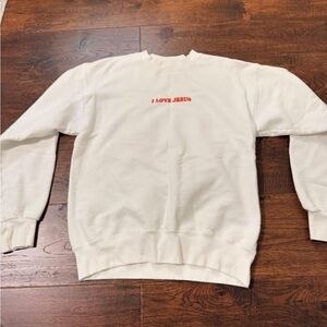 I Love Jesus Cream Crewneck Sweatshirt - Women's